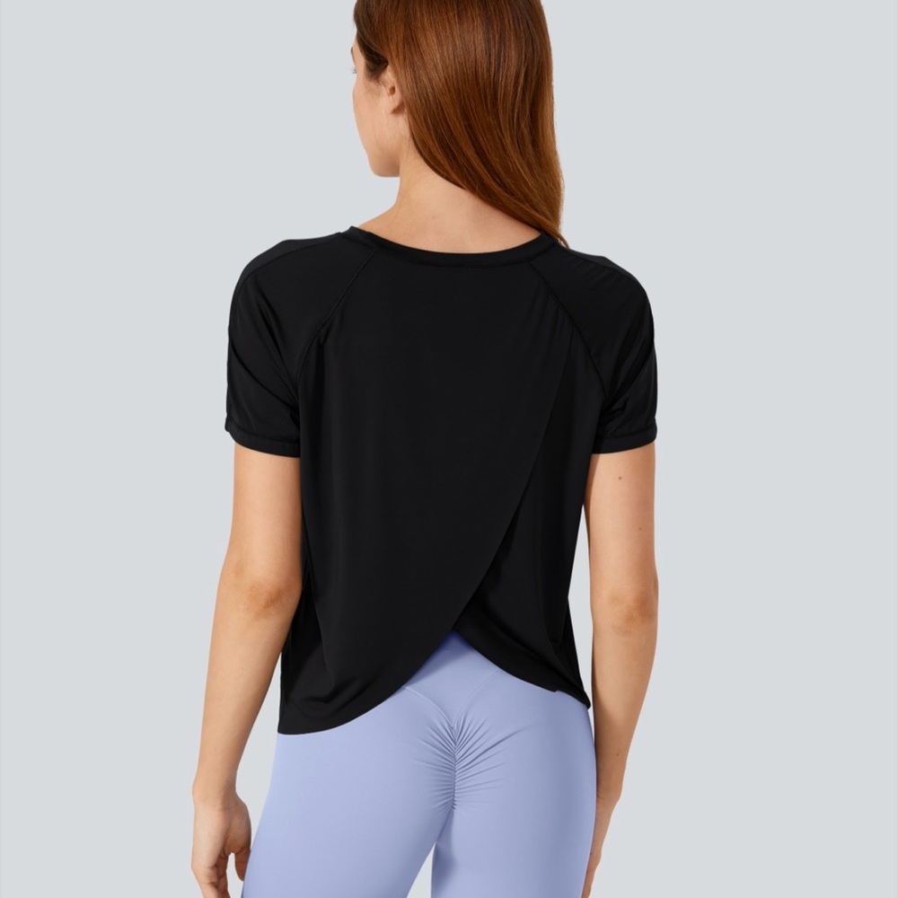 Halara Contrast Mesh Hem Cool Touch Yoga Sports Top- UPF50+, Size M